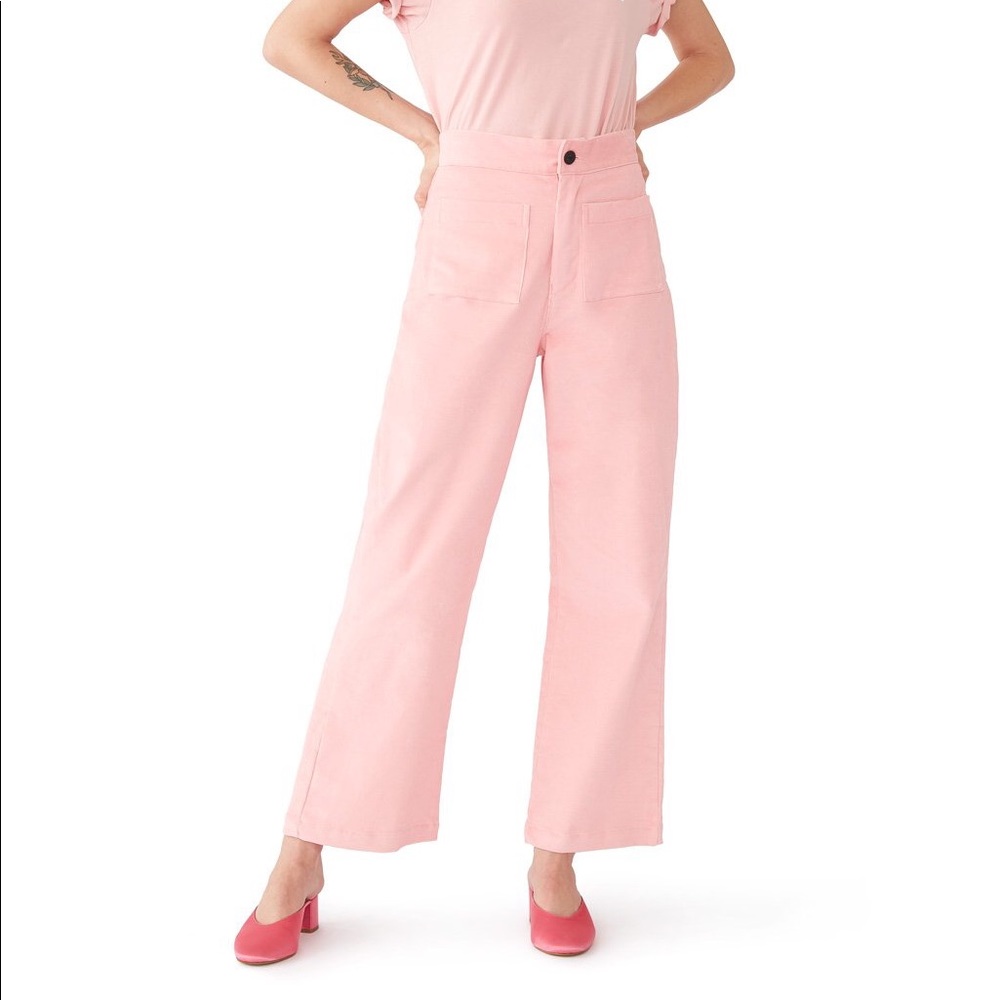 nooworks pink corduroy high waisted pant
